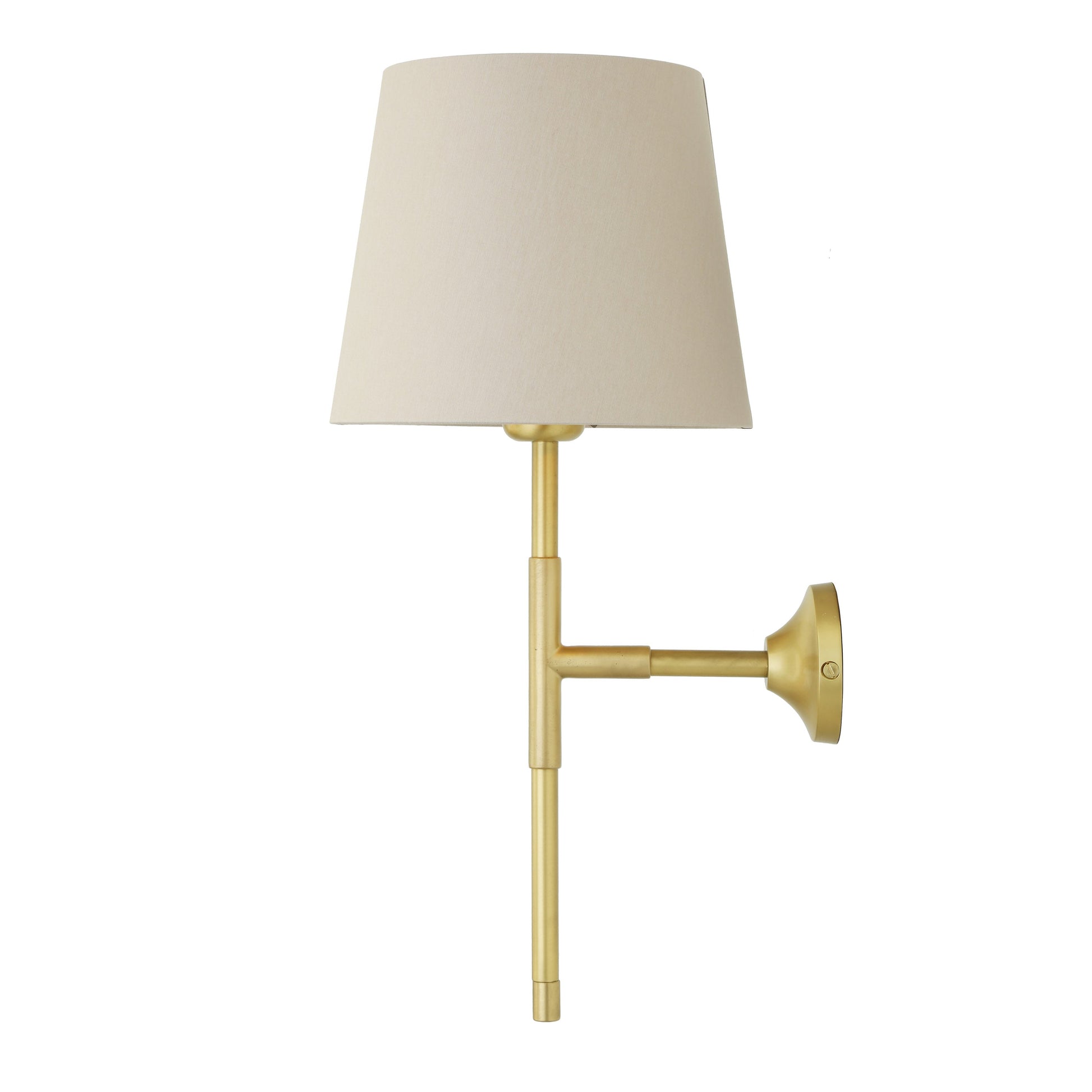 Tenby Modern Brass Wall Light with Empire Fabric Shade Product Shot