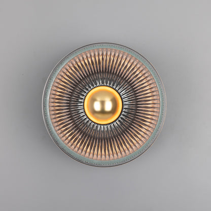 Eclipse Brass and Holophane Glass Dish Wall Light Product Shot