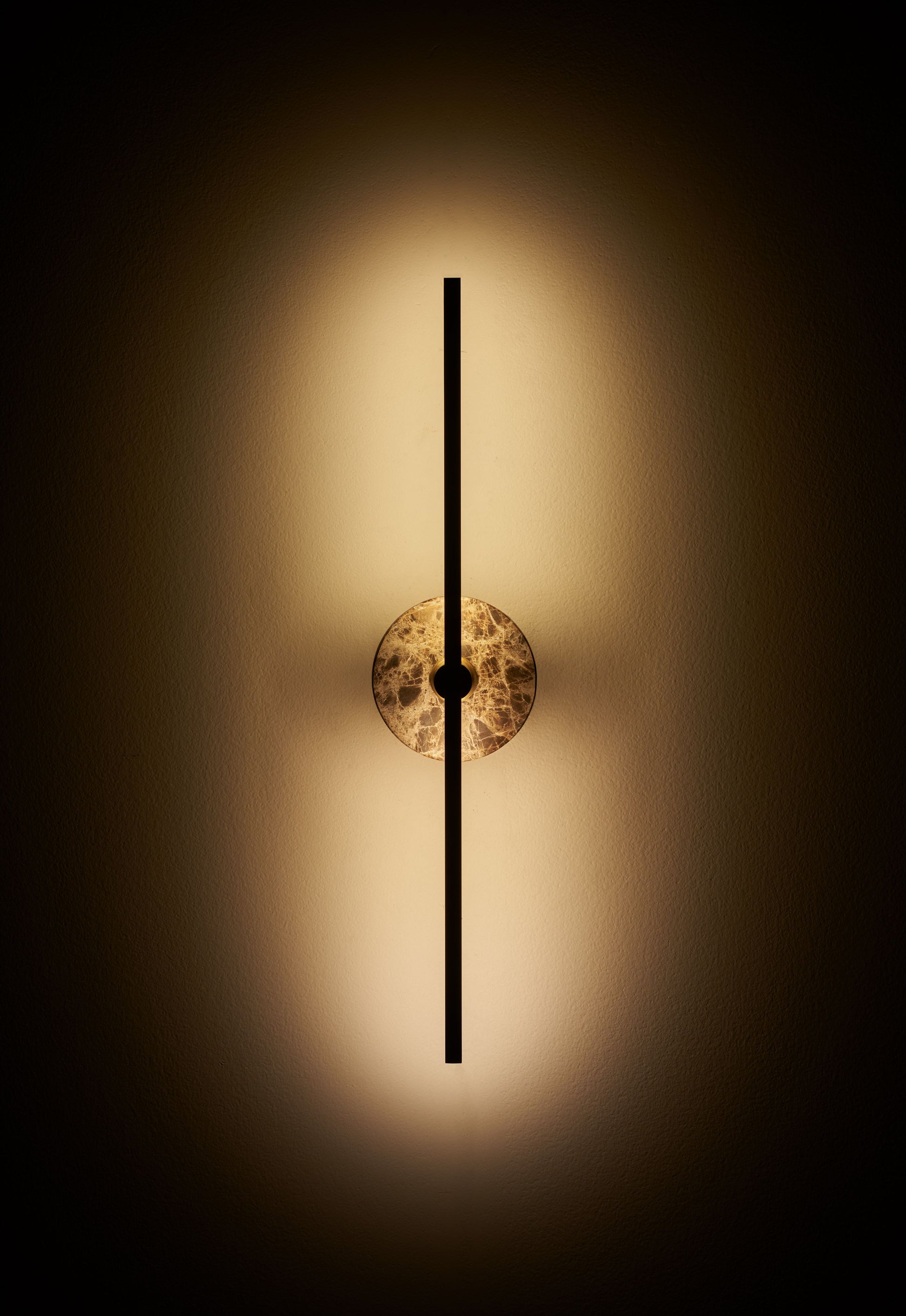 Stick Wall Light brass & Black marble, front on