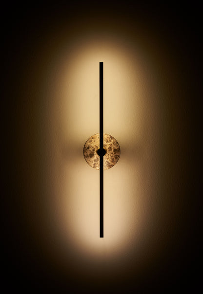 Stick Wall Light brass & Black marble, front on