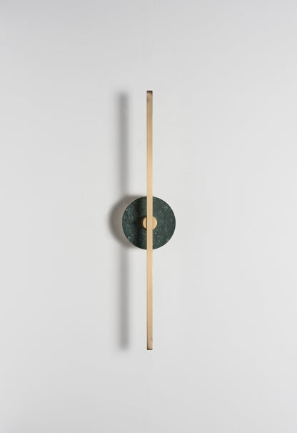 Stick Wall Light brass & green marble, front