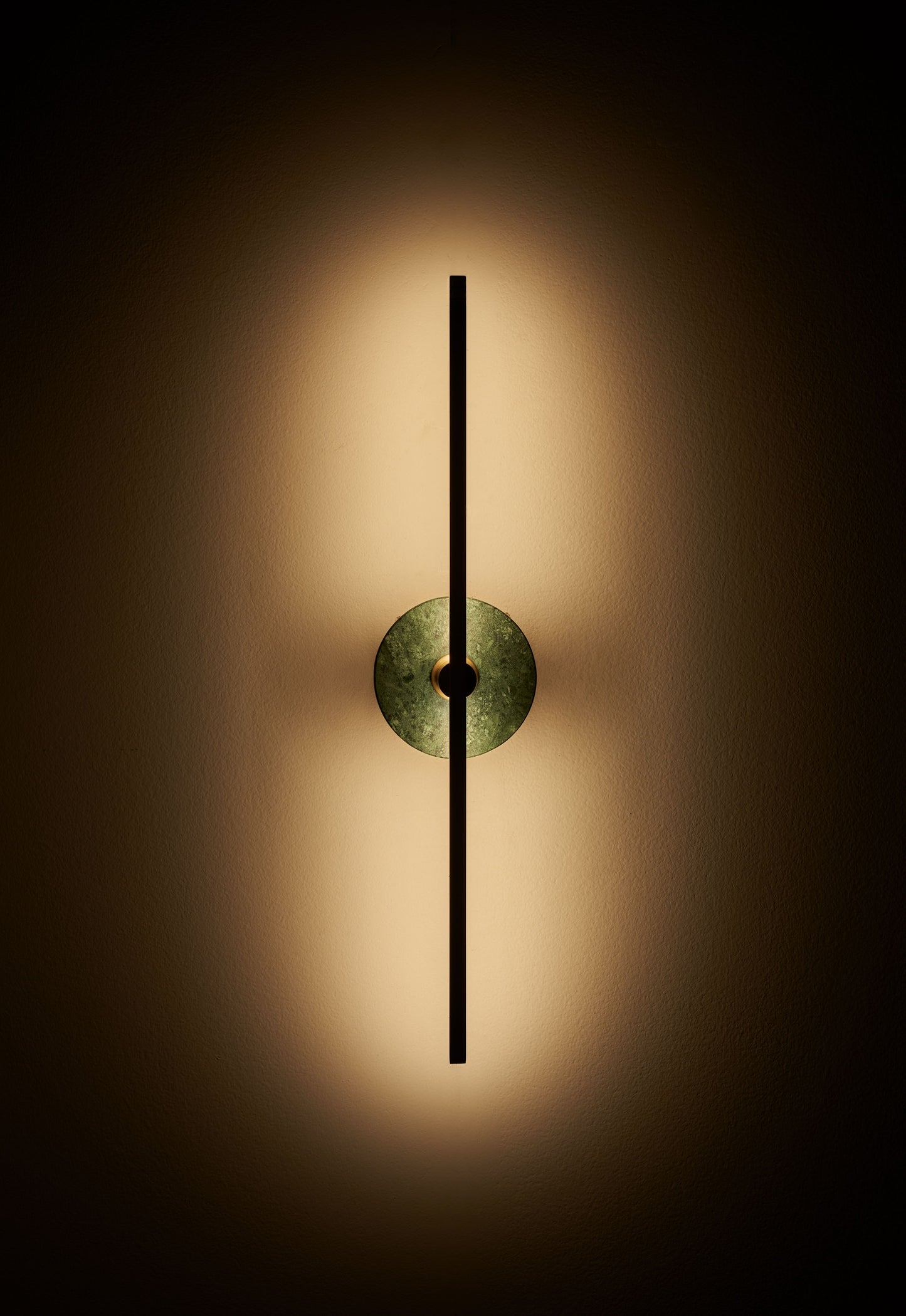 Stick Wall Light brass & Black marble, front on