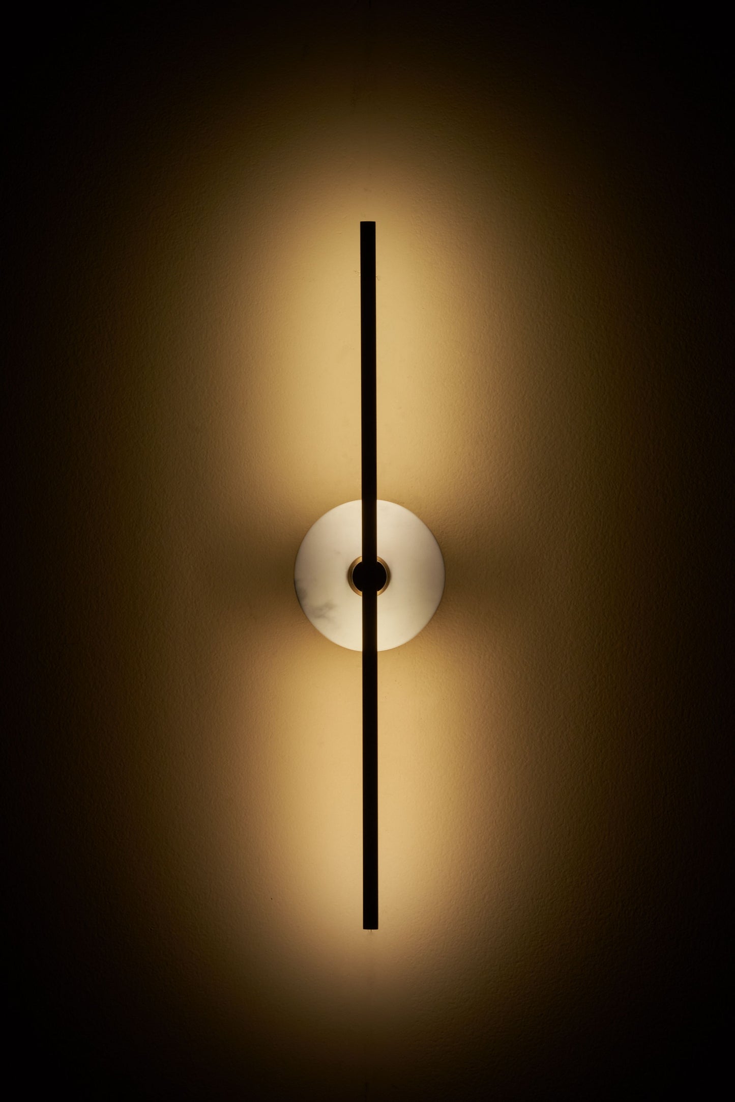 Stick Wall Light brass & white marble, front on