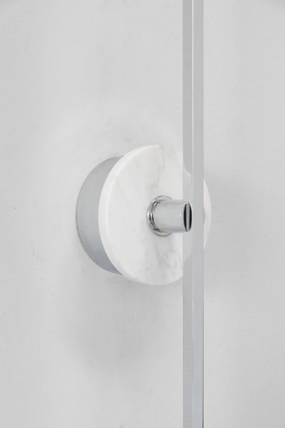 Stick Wall Light Chrome & White marble, close of fitting