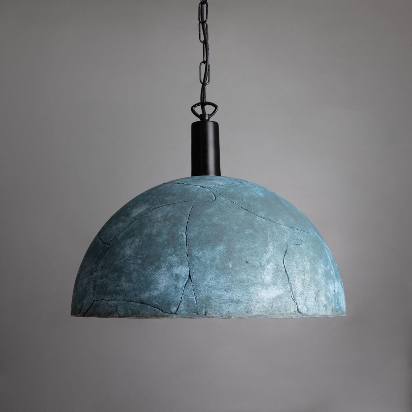 Kauri Organic Ceramic Dome Pendant Light 37cm, Blue Earth