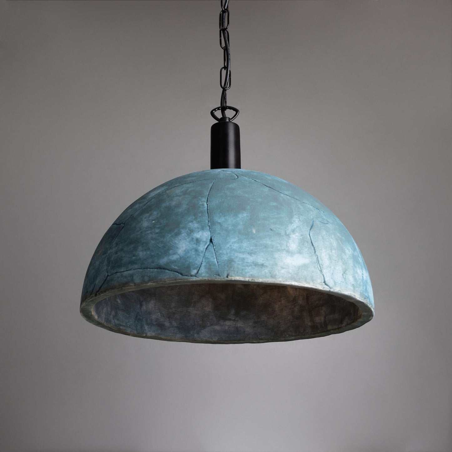 Kauri Organic Ceramic Dome Pendant Light 37cm, Blue Earth