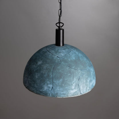 Kauri Organic Ceramic Dome Pendant Light 37cm, Blue Earth