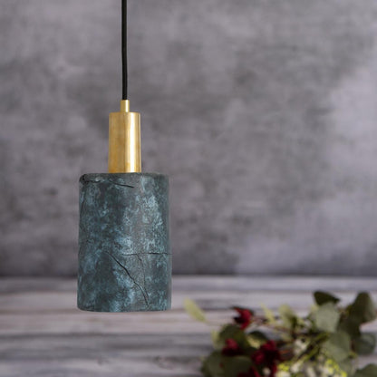 Senna Organic Ceramic Cylinder Pendant Light 12cm, Blue Earth