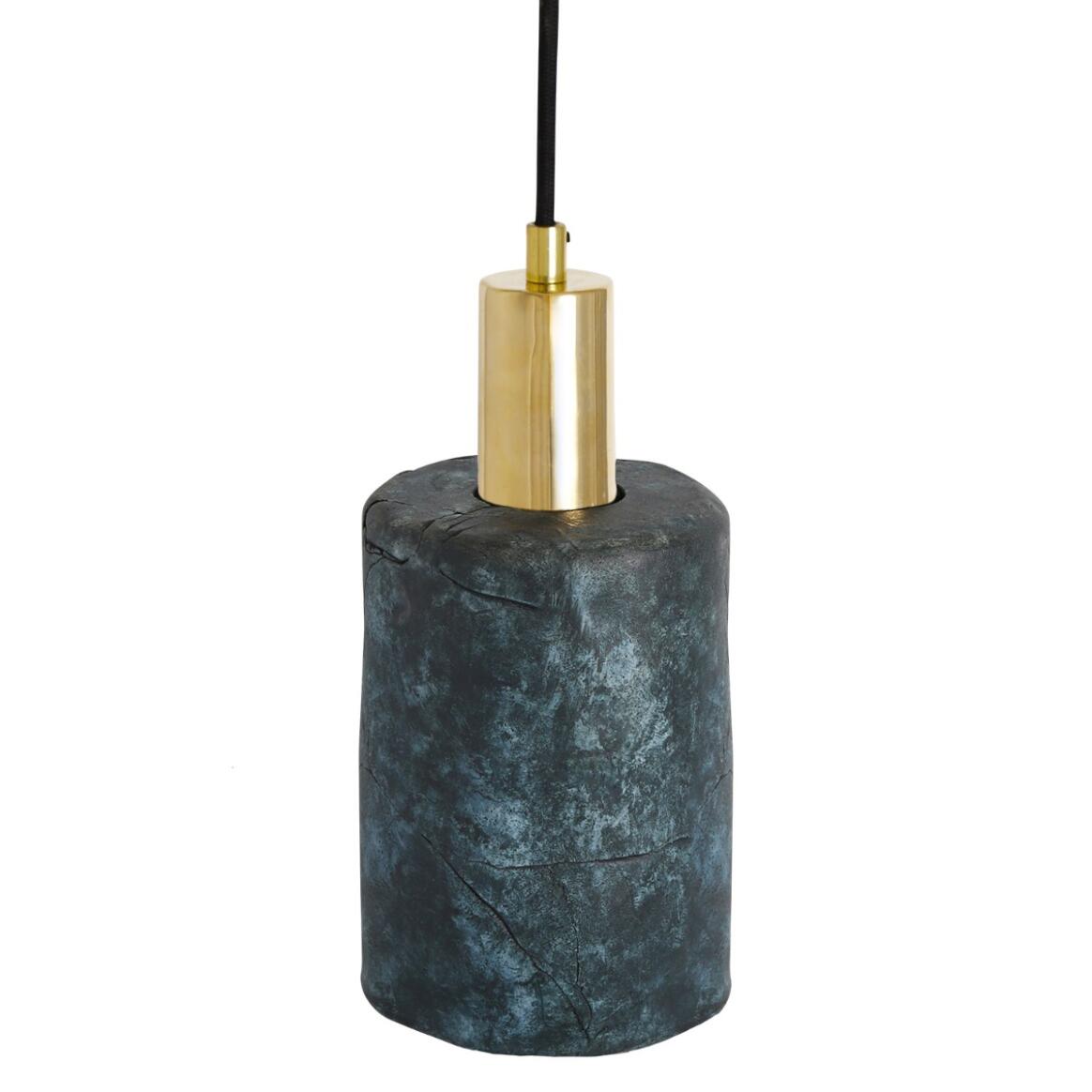 Senna Organic Ceramic Cylinder Pendant Light 12cm, Blue Earth