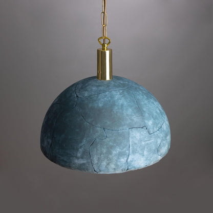 Kauri Organic Ceramic Dome Pendant Light 37cm, Blue Earth