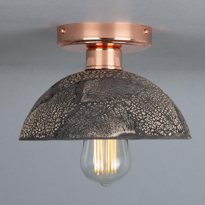 Kauri Organic Ceramic Dome Ceiling Light 20cm, Black Clay