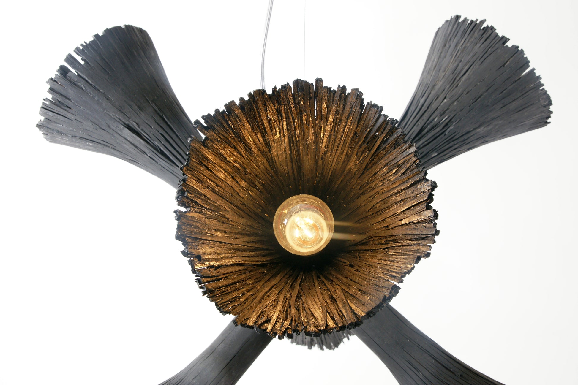 Pressed Wood Chandelier, close up view 