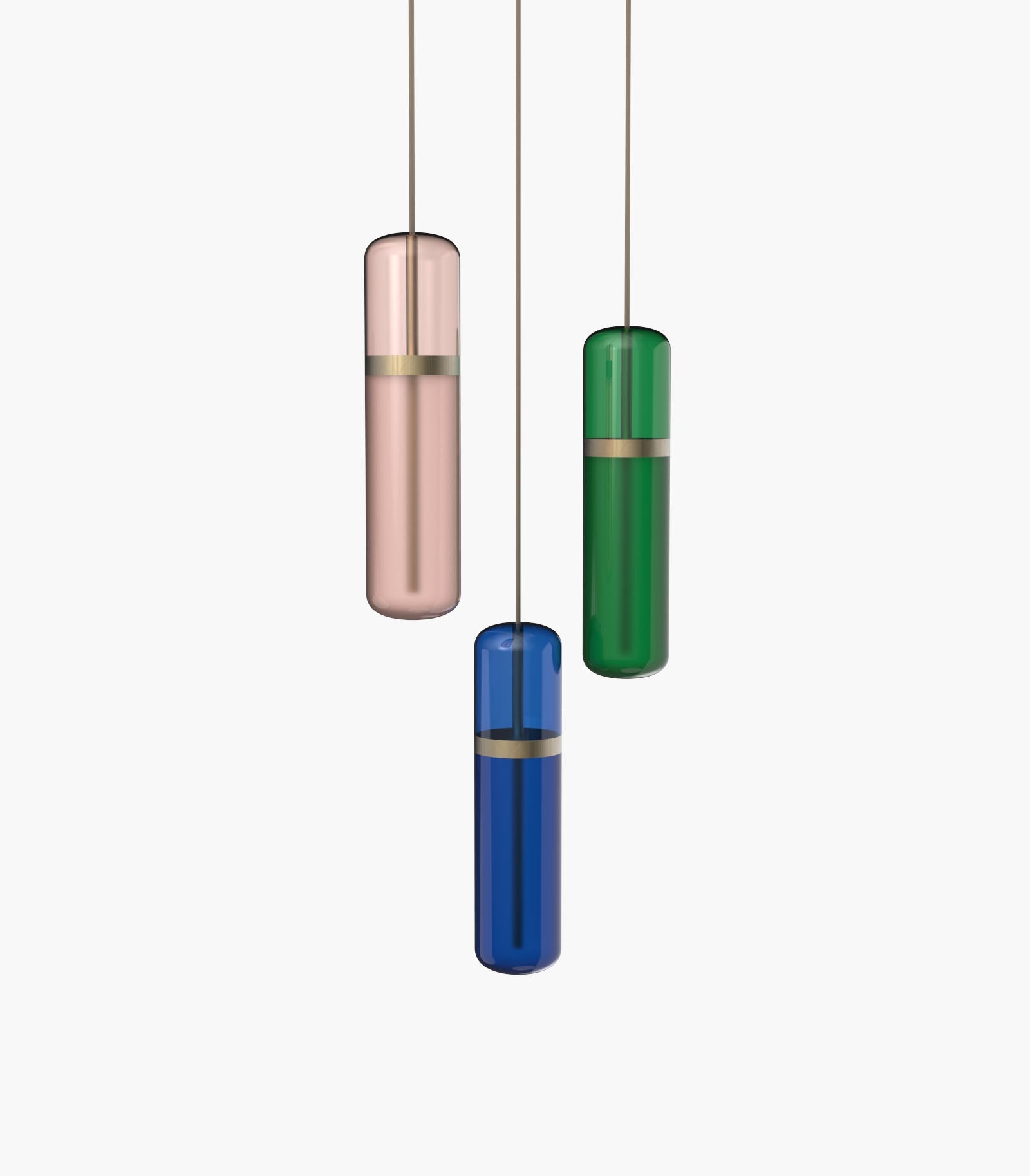 Pill S36-02 Pendant Light Pink / Blue / Green Brushed Brass 