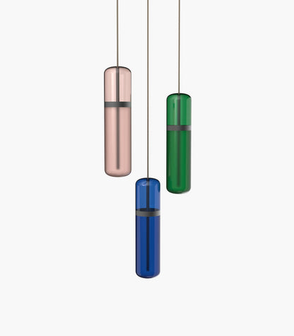 Pill S36-02 Pendant Light Pink / Blue / Green Burnished Brass