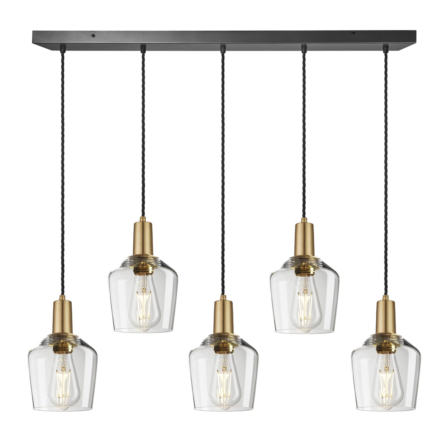 Sleek Glass Schoolhouse 5 Wire Cluster Lights - 5.5 inch , Product Shot