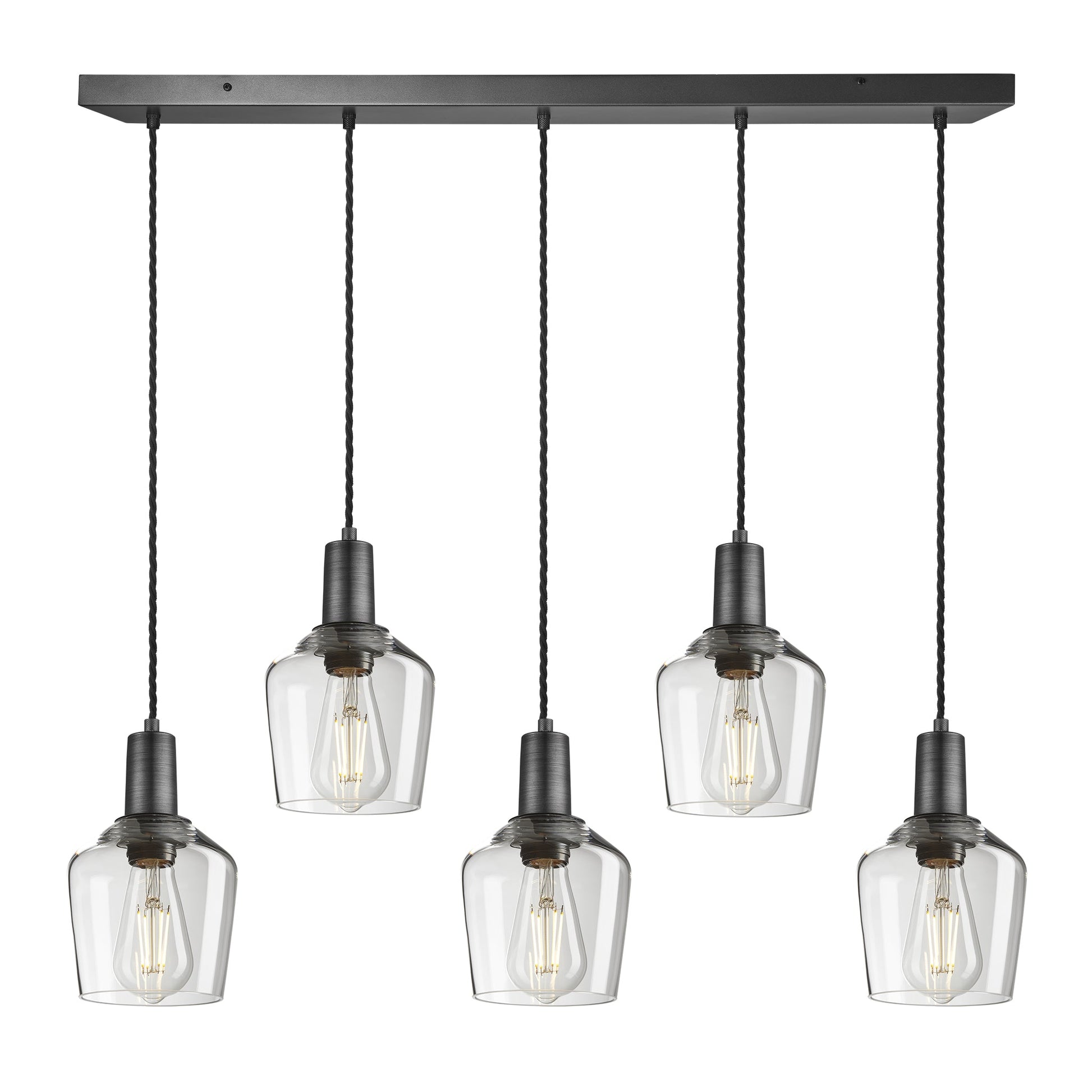 Sleek Glass Schoolhouse 5 Wire Cluster Lights - 5.5 inch , Product Shot