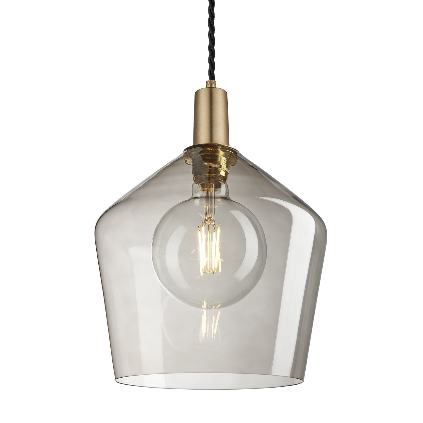 Sleek Smoked Glass Schoolhouse Pendant - 10 Inch , Product Shot