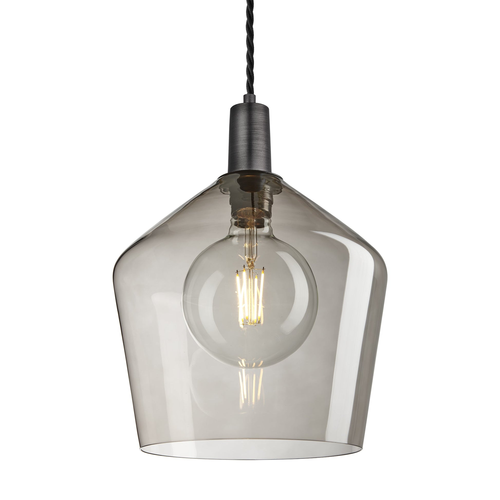 Sleek Smoked Glass Schoolhouse Pendant - 10 Inch , Product Shot