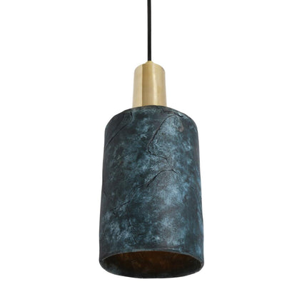 Senna Organic Ceramic Cylinder Pendant Light 12cm, Blue Earth