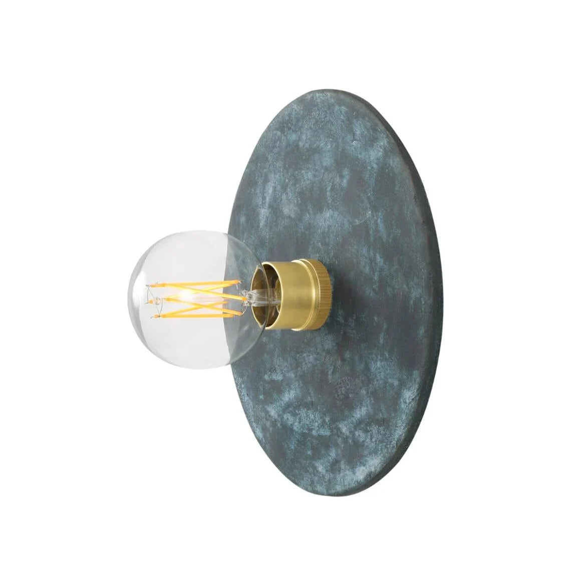 Bog Oak Organic Ceramic Disc Wall Light, Blue Earth