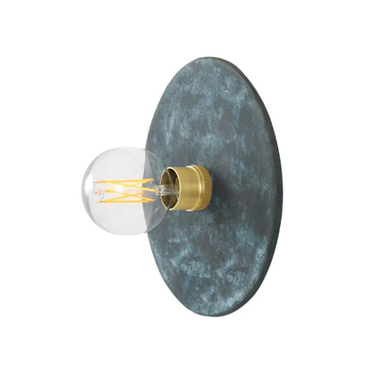 Bog Oak Organic Ceramic Disc Wall Light, Blue Earth