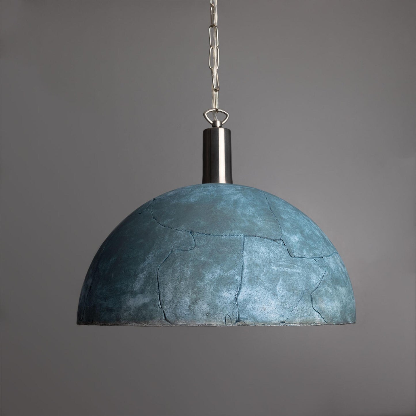 Kauri Organic Ceramic Dome Pendant Light 37cm, Blue Earth