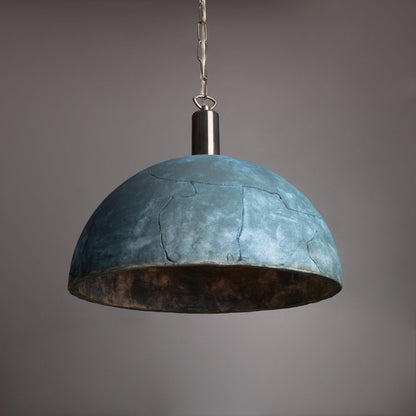 Kauri Organic Ceramic Dome Pendant Light 37cm, Blue Earth