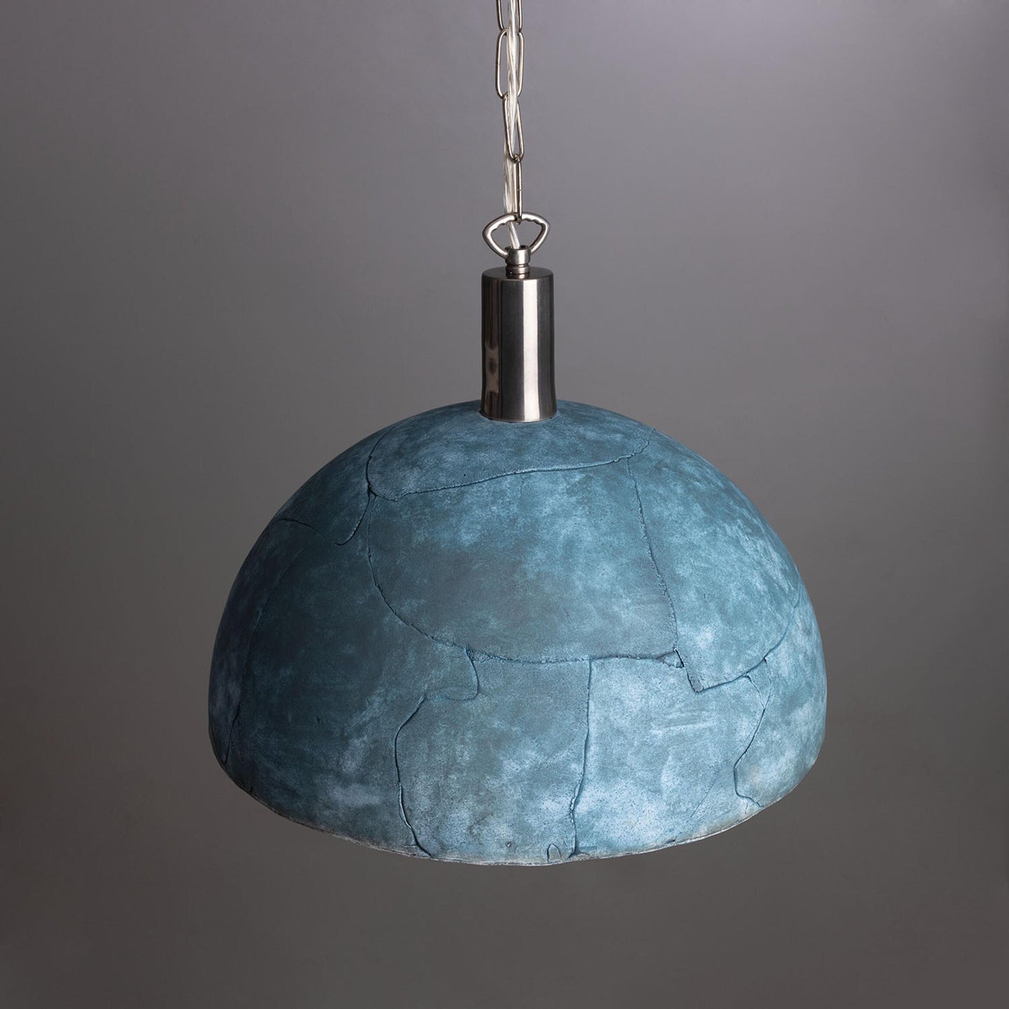 Kauri Organic Ceramic Dome Pendant Light 37cm, Blue Earth