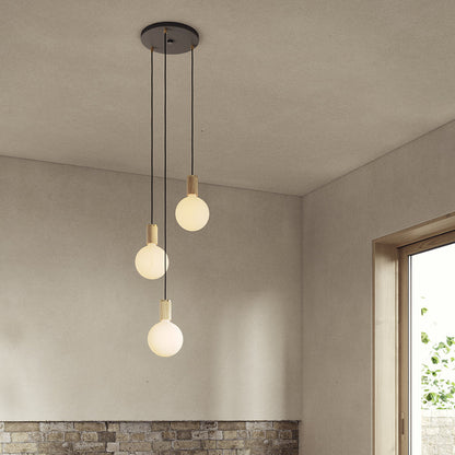 Tala Triple Ceiling Light Black Oak Sphere IV  lifestyle