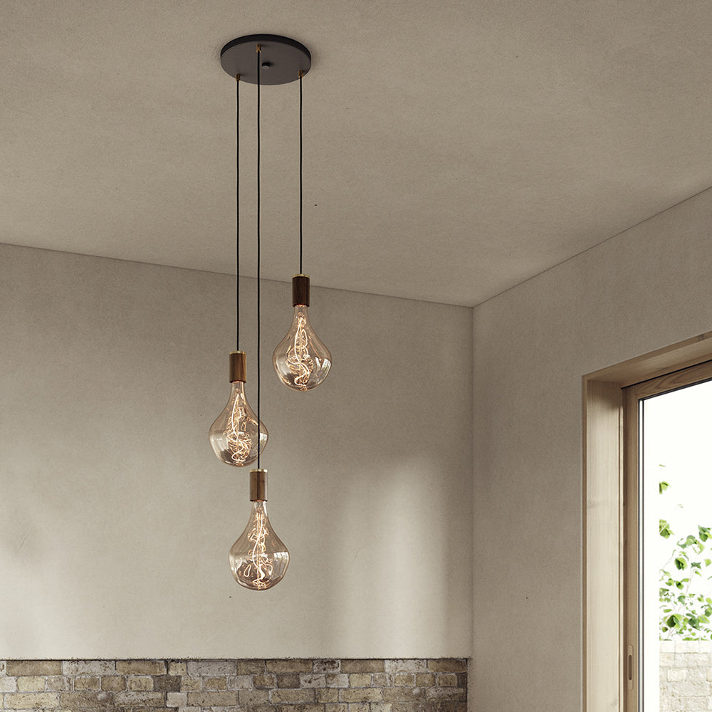 Tala Triple Ceiling Light Black Walnut Voronoi II  lifestyle 2