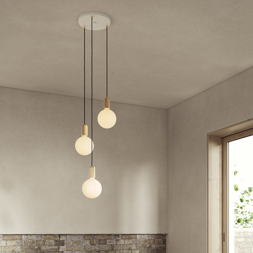 Tala Triple Ceiling Light White Oak Sphere IV  lifestyle 2