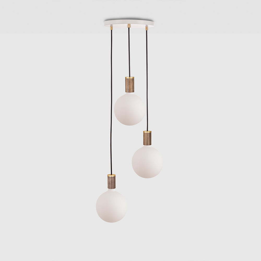 Tala Triple Ceiling Light White Walnut Sphere IV   Still 5