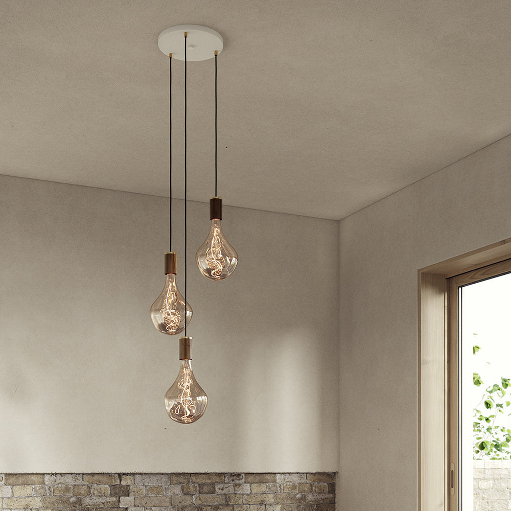 Tala Triple Ceiling Light White Walnut Voronoi II  lifestyle 2