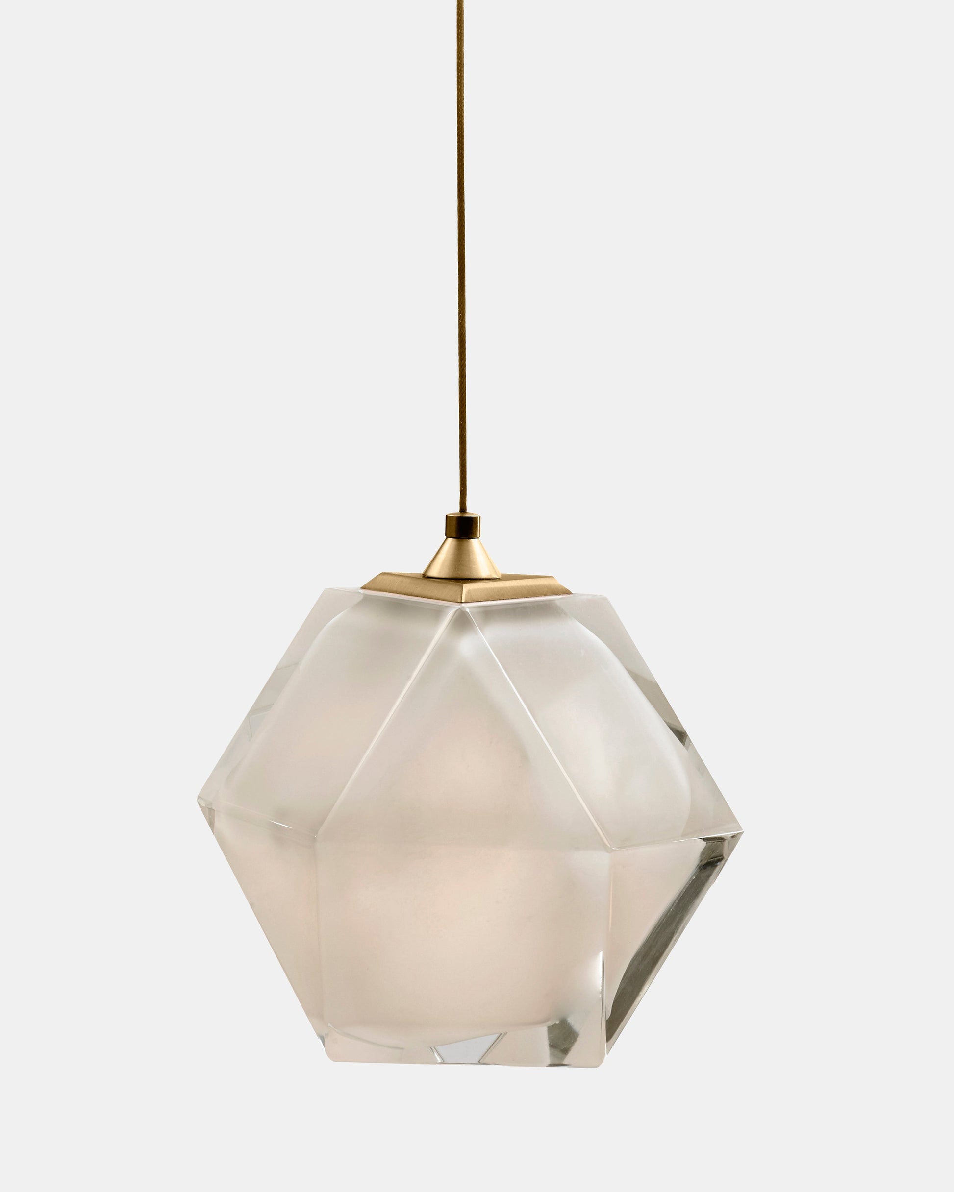 WELLES Double Blown Glass Pendant Brass Alabaster