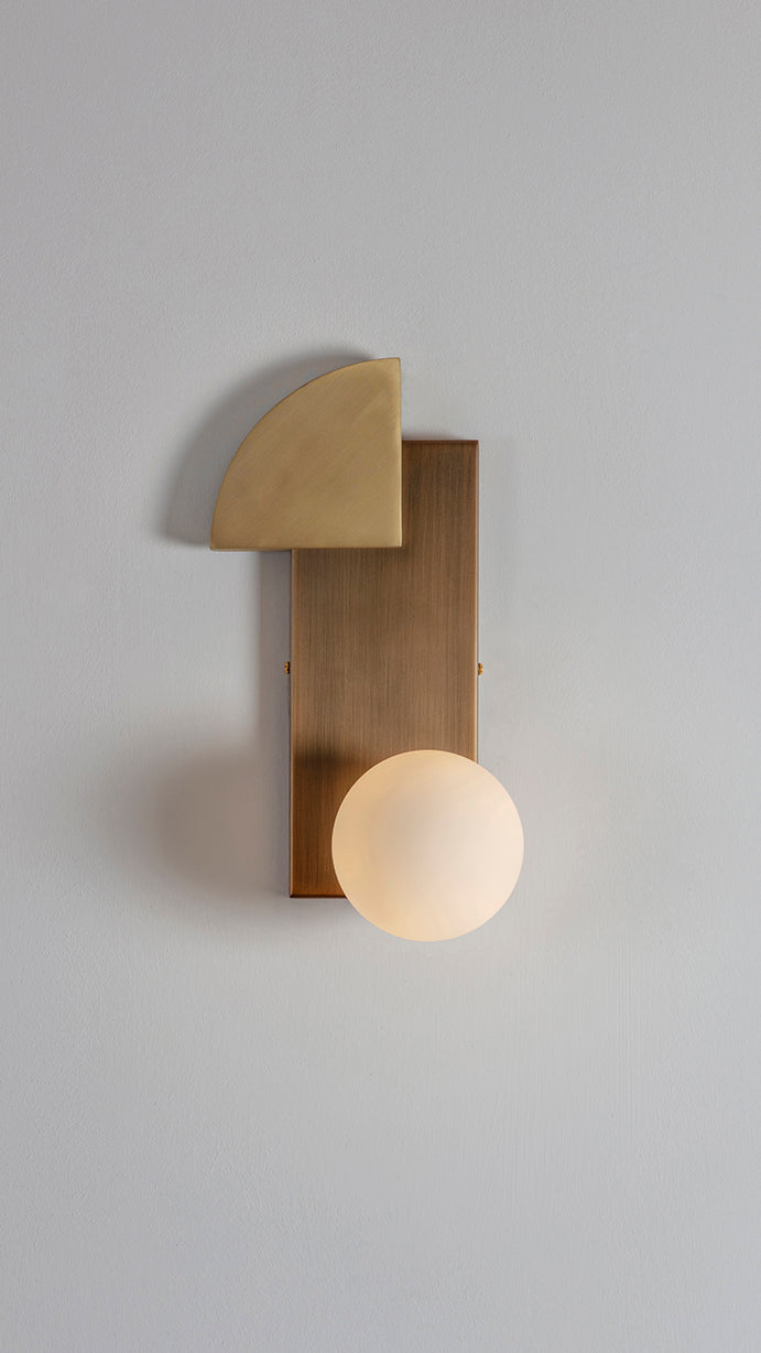 Quadrant And Sphere Wall Light, front view on.