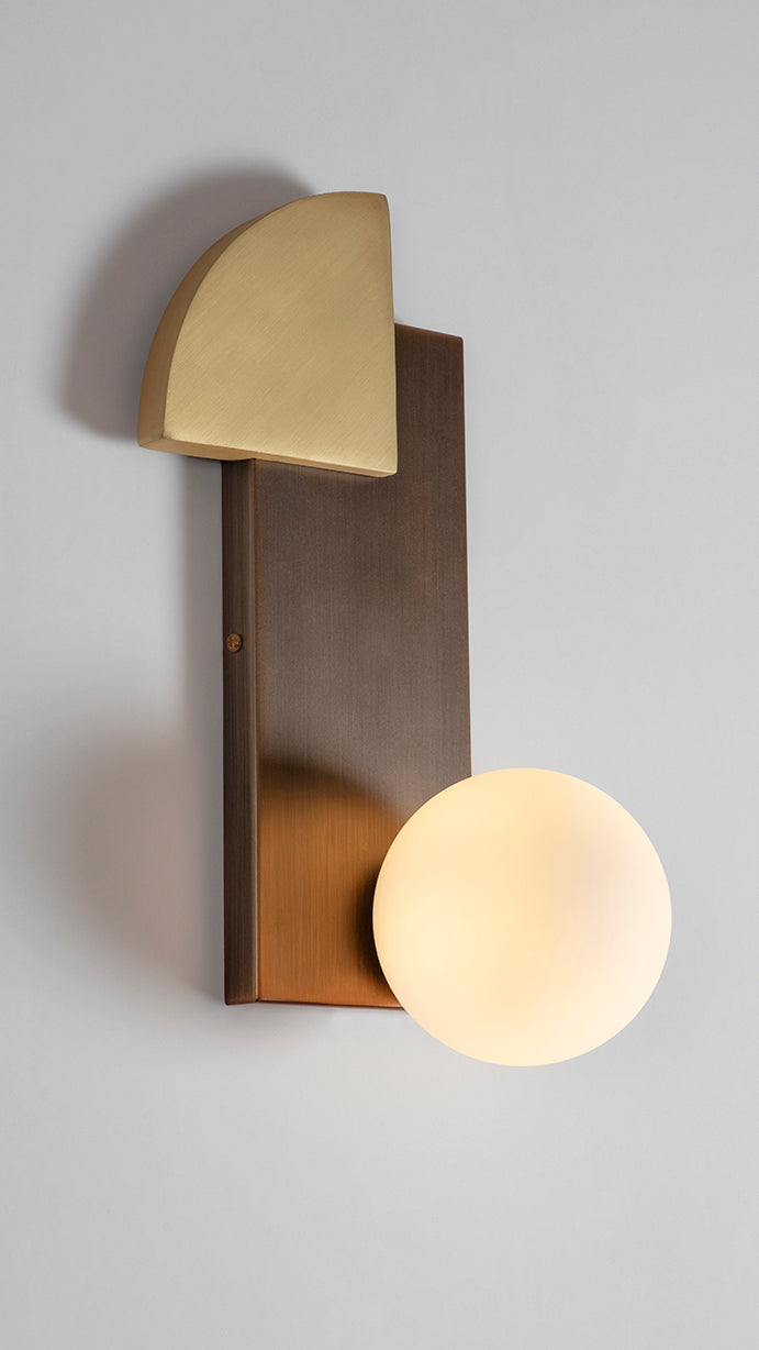 Quadrant And Sphere Wall Light, close up view on.