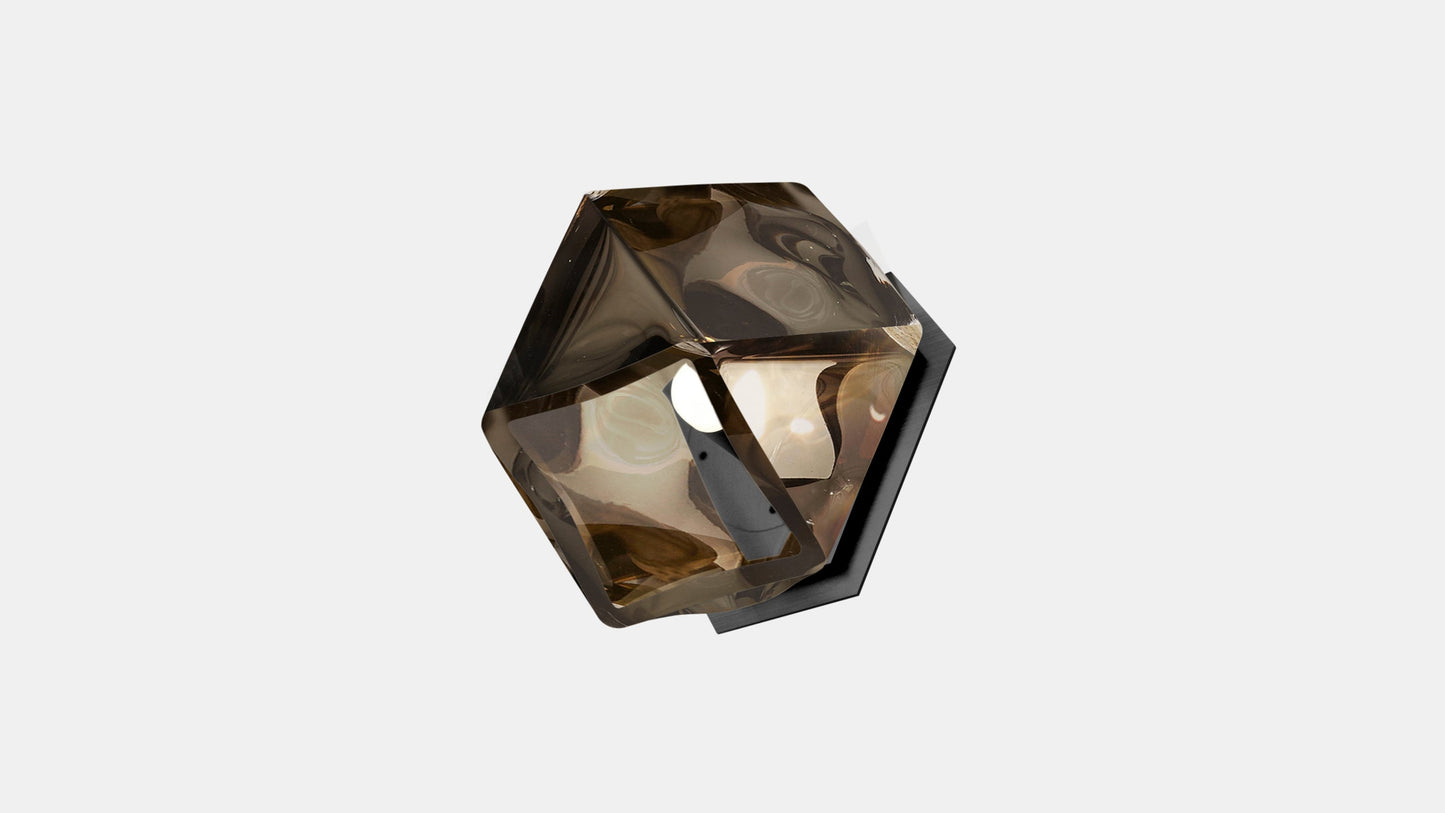 Welles Flushmount Sconce Black   Smoked