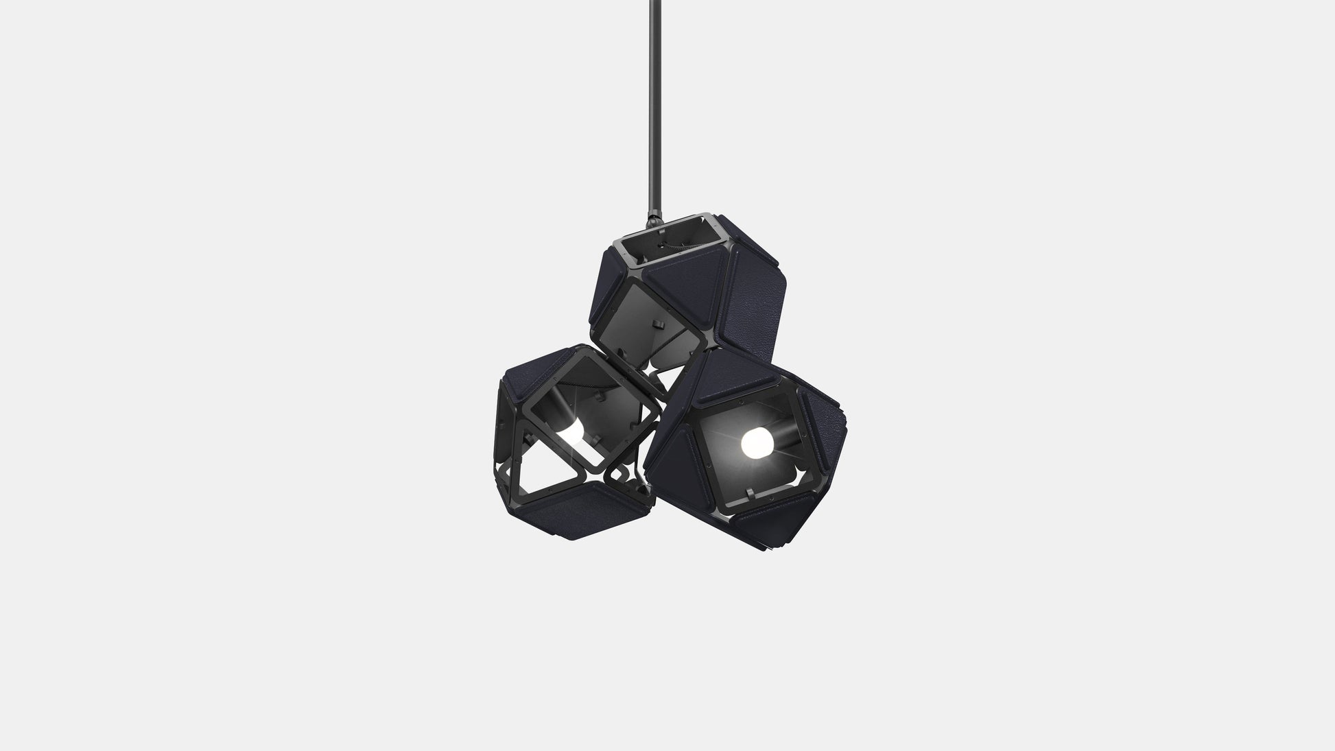 Welles Triple Pendant SM Blackened Steel Navy Leather