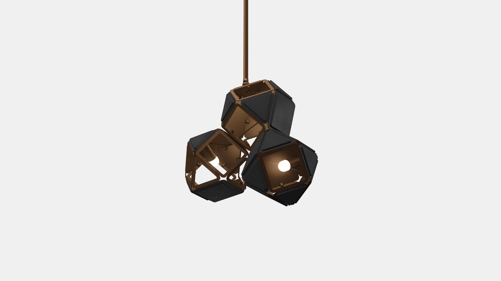 Welles Triple Pendant SM Satin Bronze Black Leather