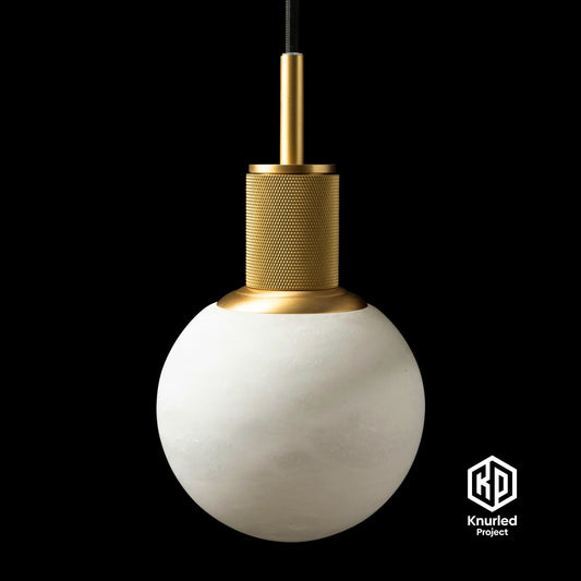 marble globe brass pendant light product photo 1