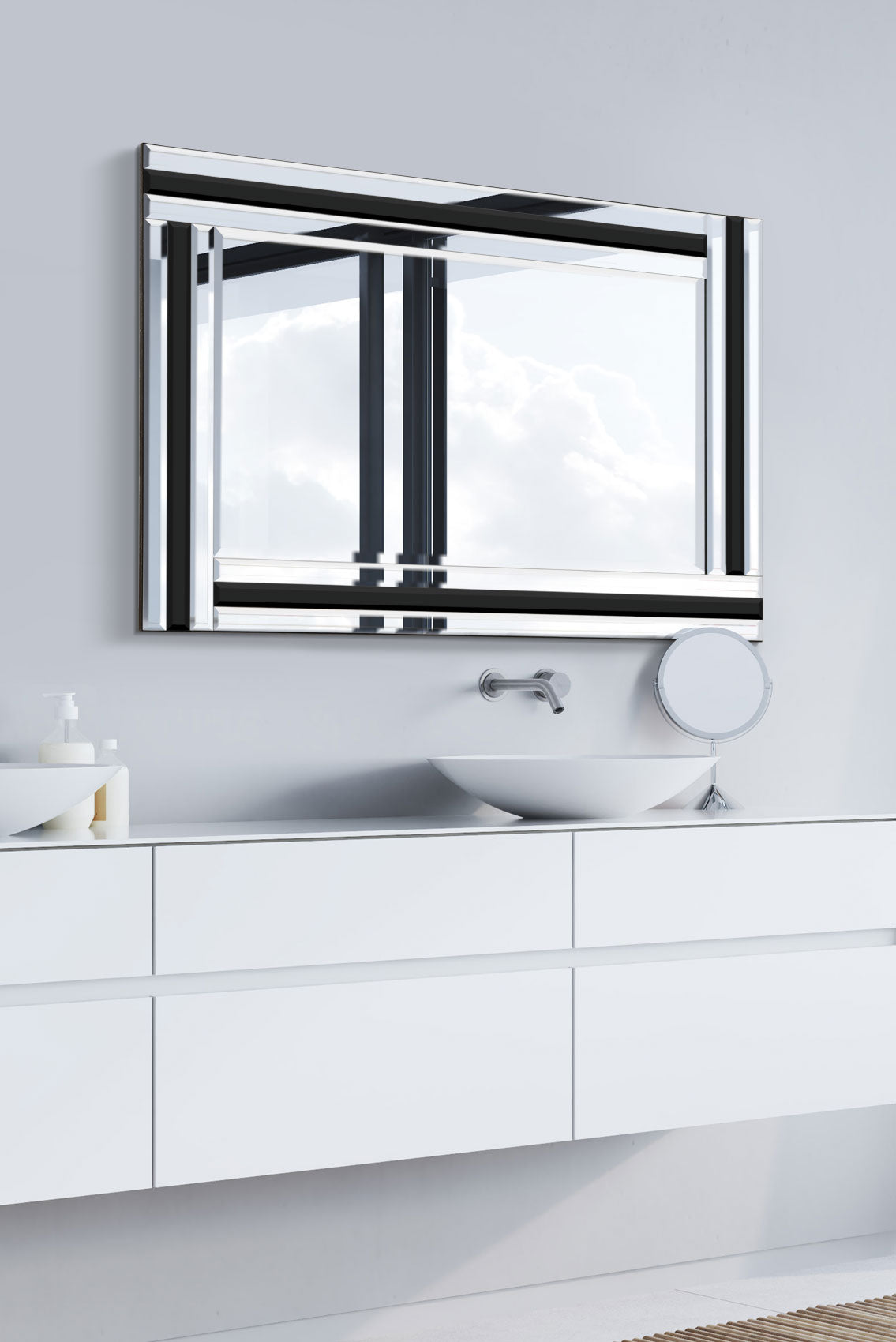 Sleek Black Framed Glass Mirror - 90 x 60 CM-1