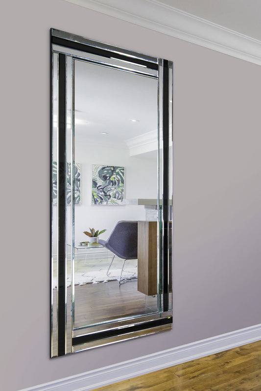 Sleek Black Frameless Full Length Mirror - 174 x 85 CM-1