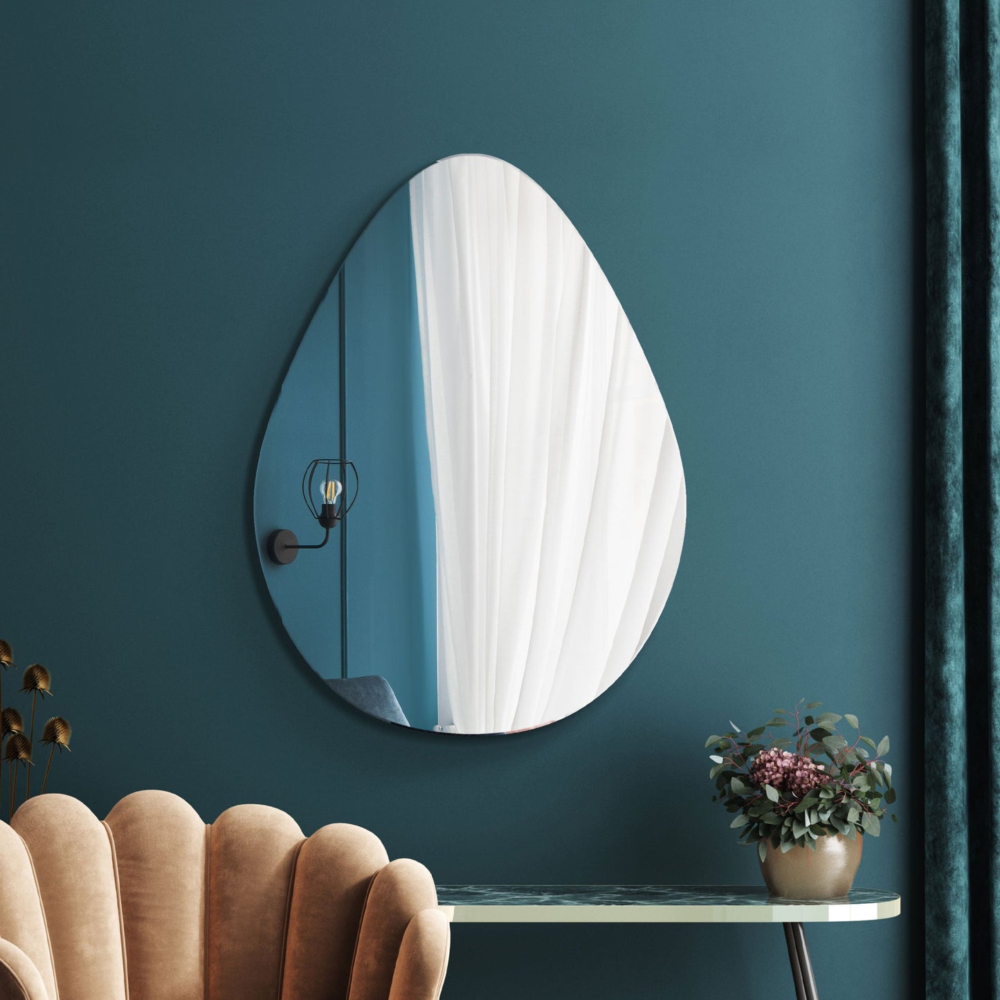 Lapillus - 30" X 20" (76CM X 50CM) Frameless Pebble Design Wall Mirror-8