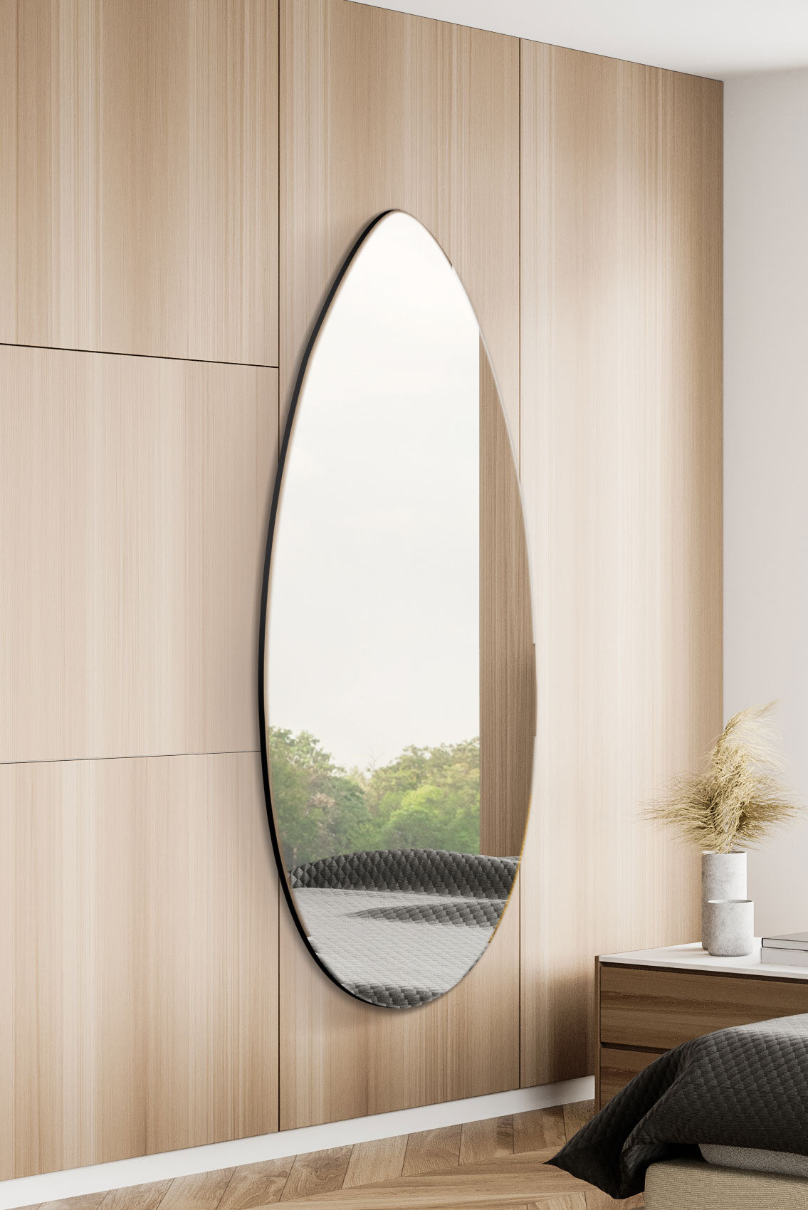 Elegant Frameless Tear Drop Glass Mirror 63" X 24" (160CM X 60CM)-7