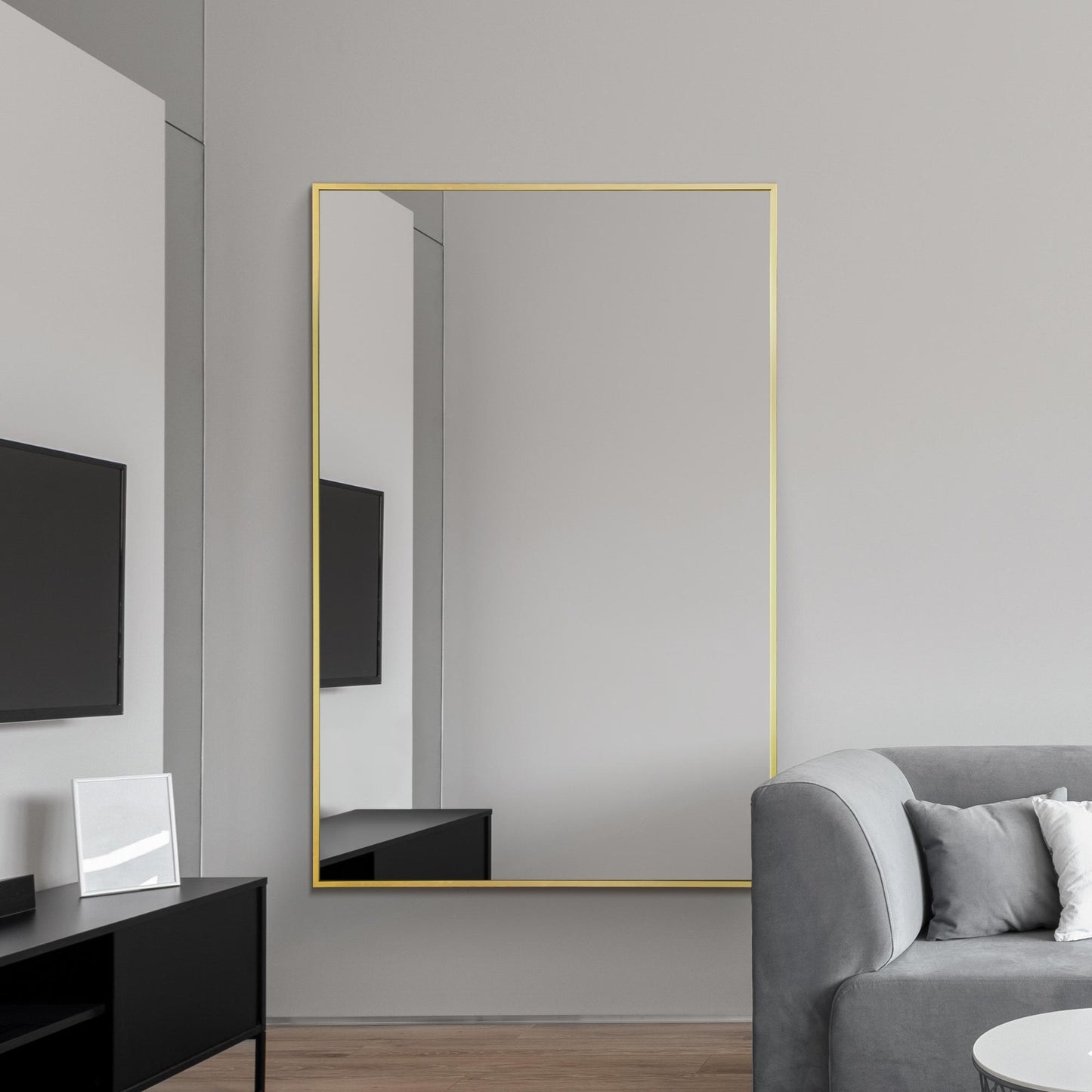 The Artus - 47" X 31" (120CM X 80CM) Gold Trimmed Aluminium Wall Mirror-9