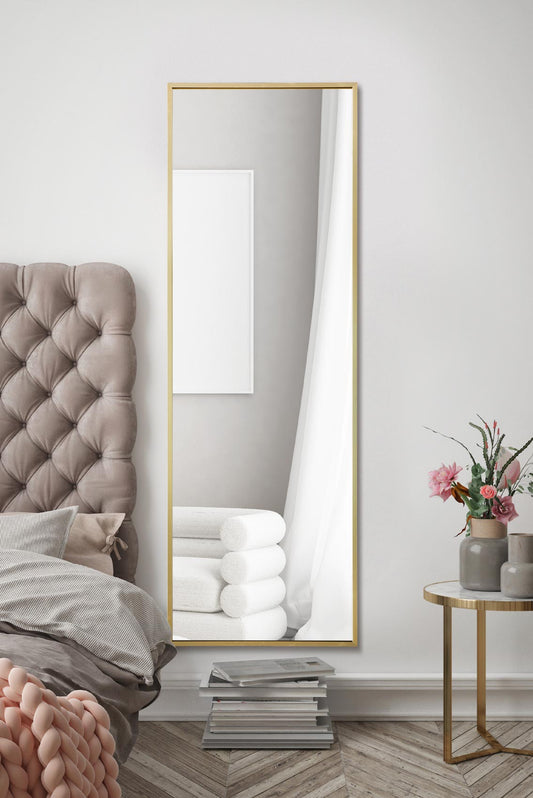 The Elegance - 47" X 16" (120CM X 40CM) Gold Trimmed Aluminium Wall Mirror-1