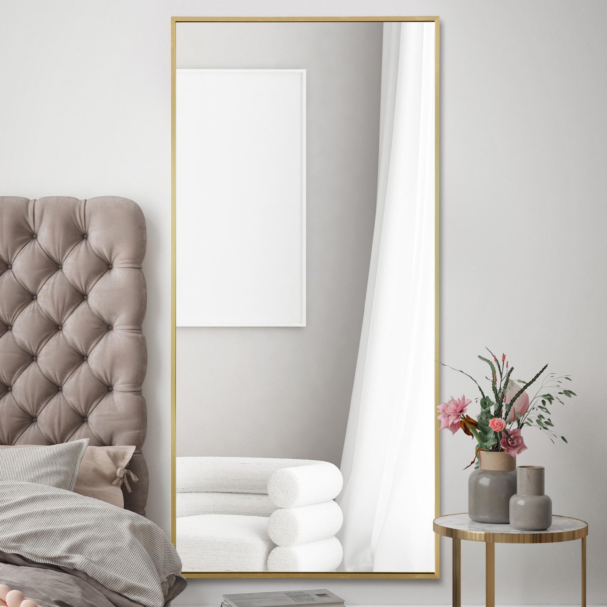 Artus Gold Framed Leaning Wall Mirror - 68" x 33" (174CM x 85CM)-9