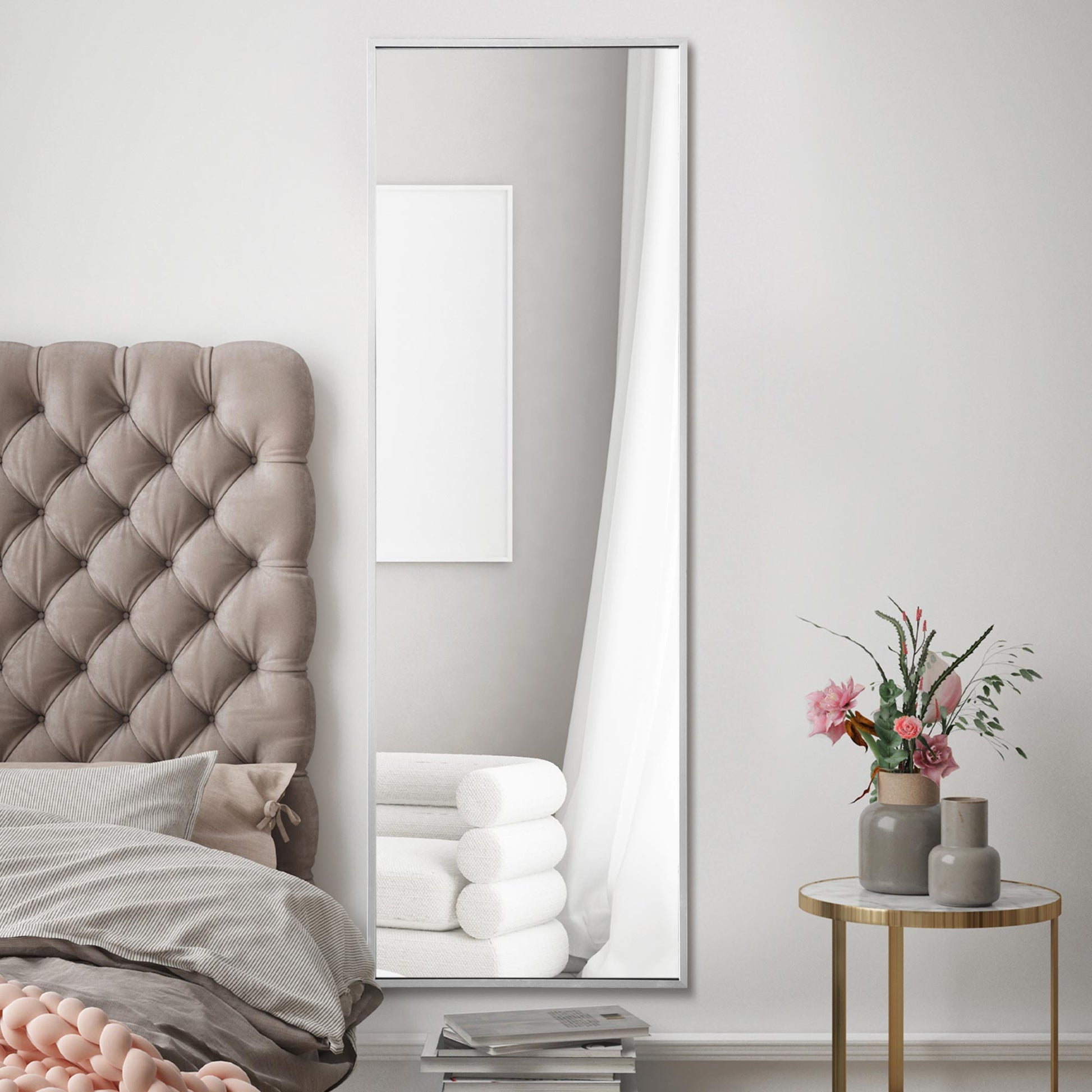 Artus Silver Aluminum Framed Leaning Wall Mirror 47" x 16" (120CM x 40CM)-9