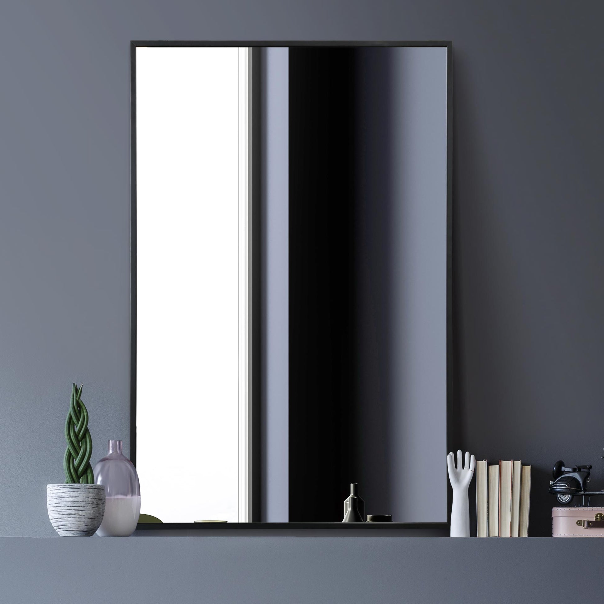 The Artus - Sleek Black Aluminium Framed Wall Mirror 35" X 24" (90CM X 60CM)-9