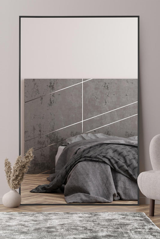 The Artus - Sleek Black Aluminium Framed Leaning Mirror 68" x 43" (174CM x 110CM)-1